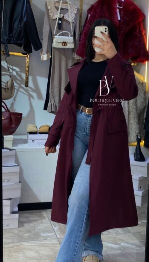 Trench-Coat Long Classique Ceinturé