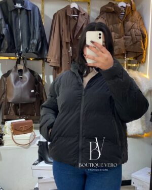 Doudoune Courte Unie Noire